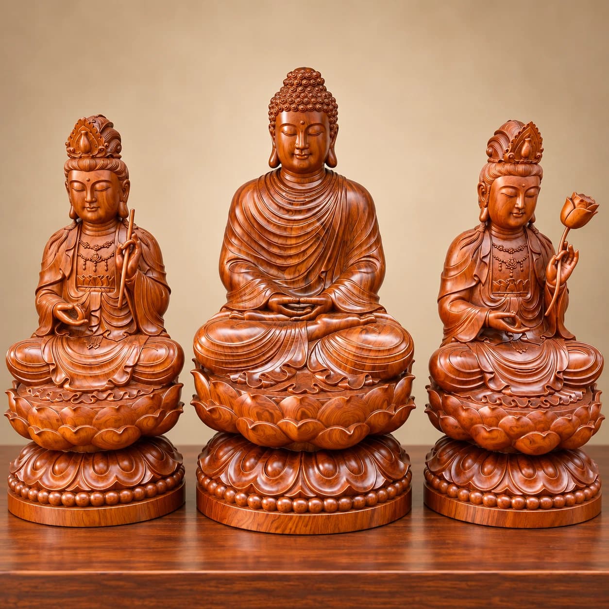 Tây Phương Tam Thánh Dáng Ngồi (Tọa Thiền)