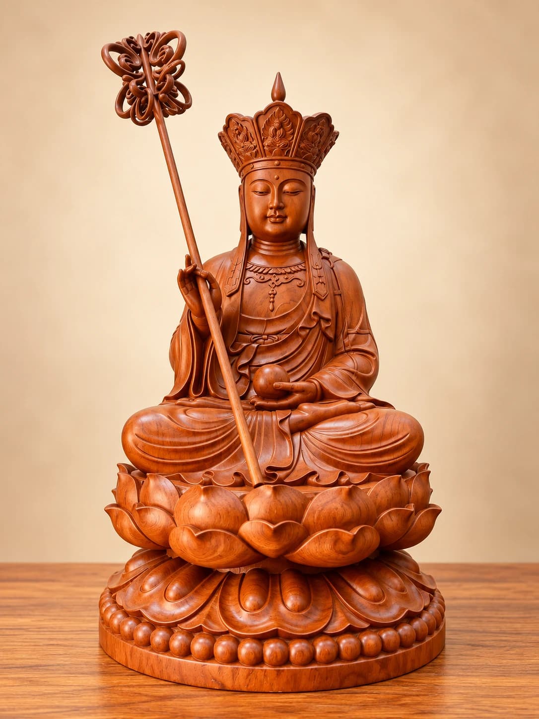 Tượng Địa Tạng Bồ Tát Cầm Tích Trượng
